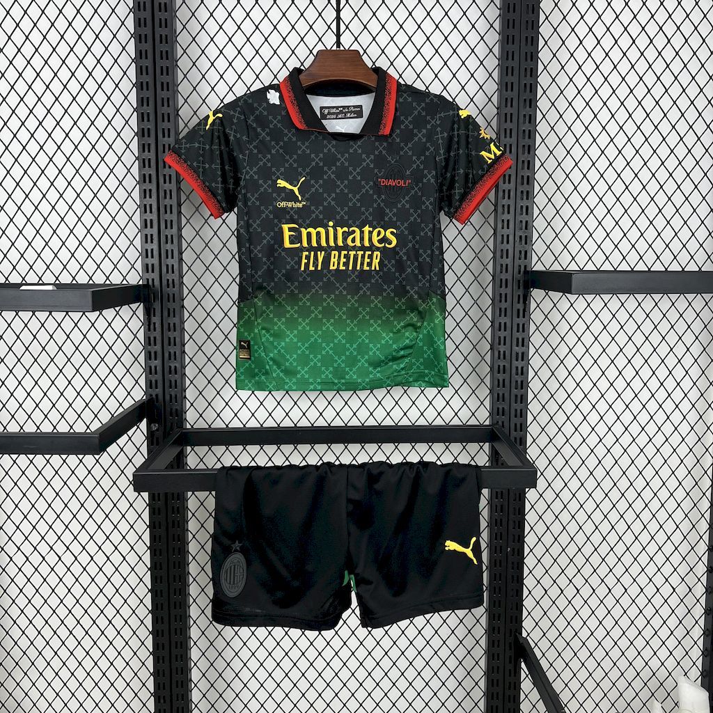 AC Milan 2025-26 Co-Branded Black Edition Kids Kit S-XXL