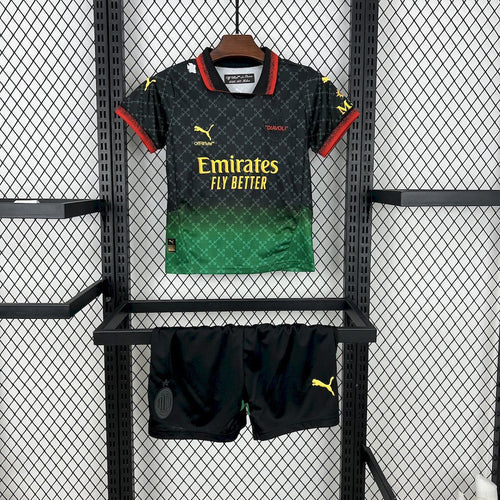 AC Milan 2025-26 Co-Branded Black Edition Kids Kit S-XXL