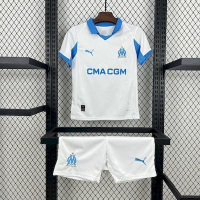 Olympique Marseille 2025-26 Home Kids Kit S-XXL