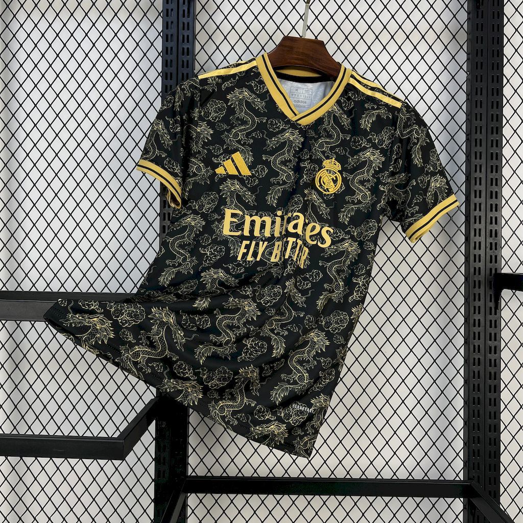 Real Madrid 2025-26 Black Golden Dragon Edition Football Jersey S-XXL