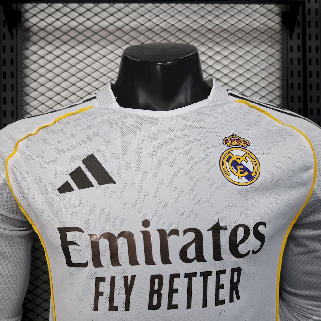 Real Madrid 2025-26 Home Long Sleeves Jersey Player Version S-XXL