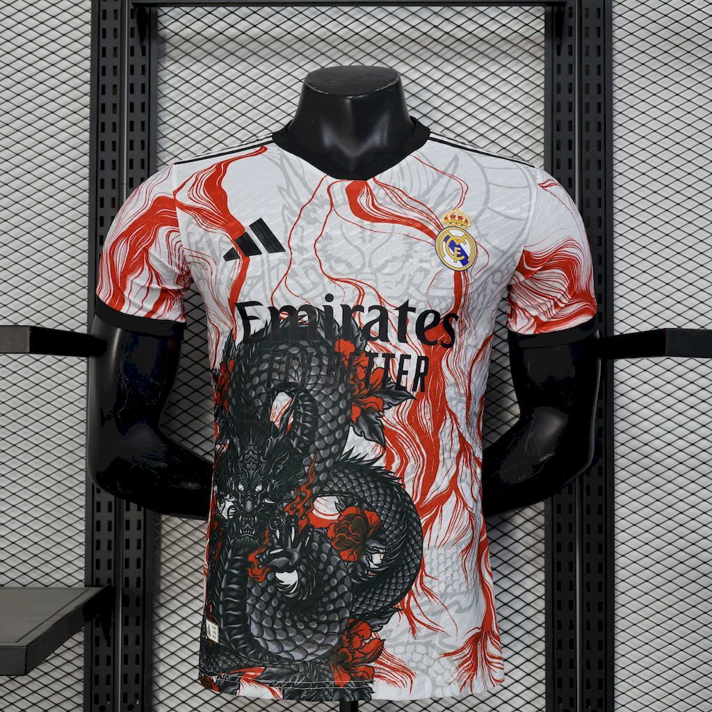 Real Madrid 2025-26 White Black Dragon special edition Jersey Player V S-XXL