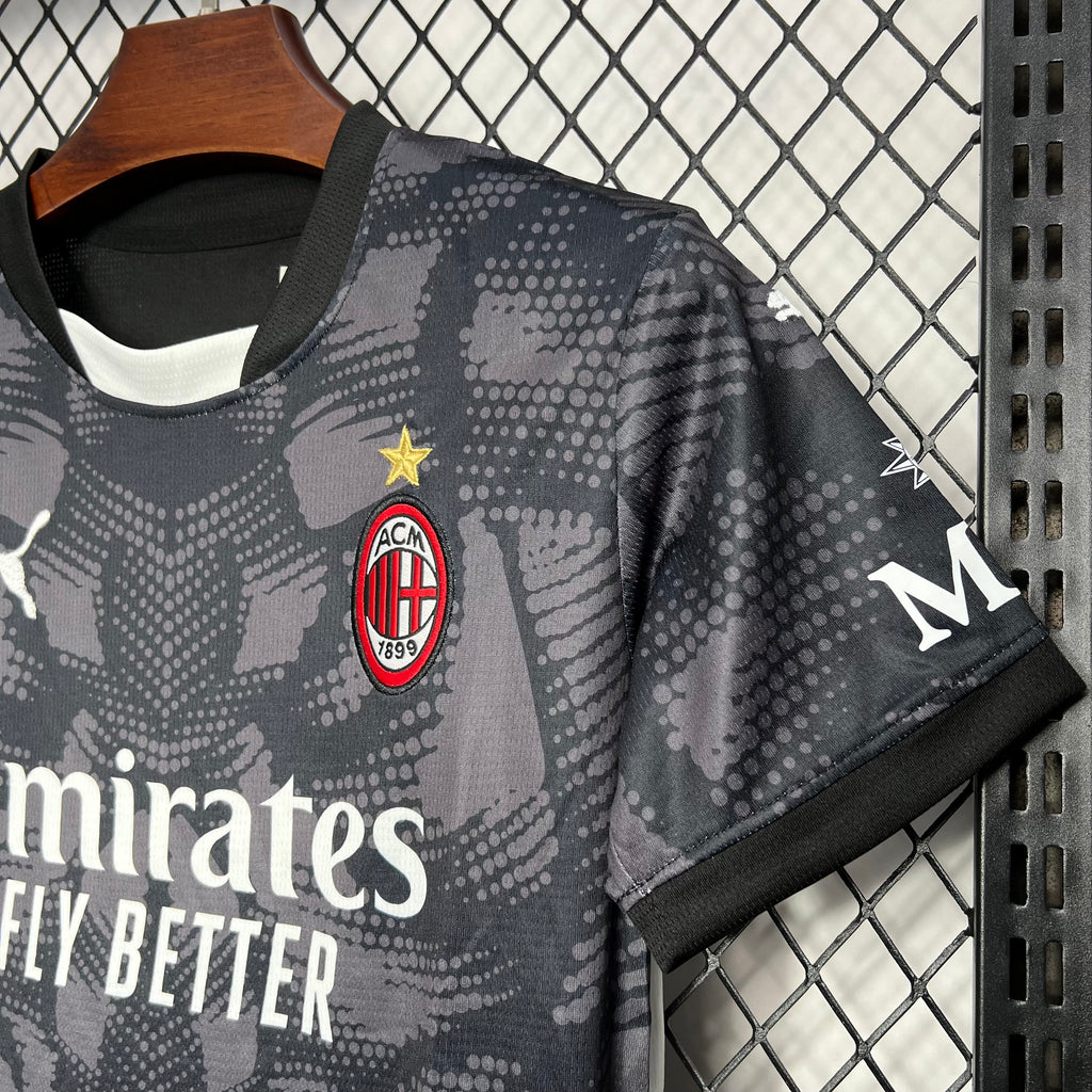 AC Milan 2024-25 Goalkeeper Jersey Black Kids Kit S-XXL