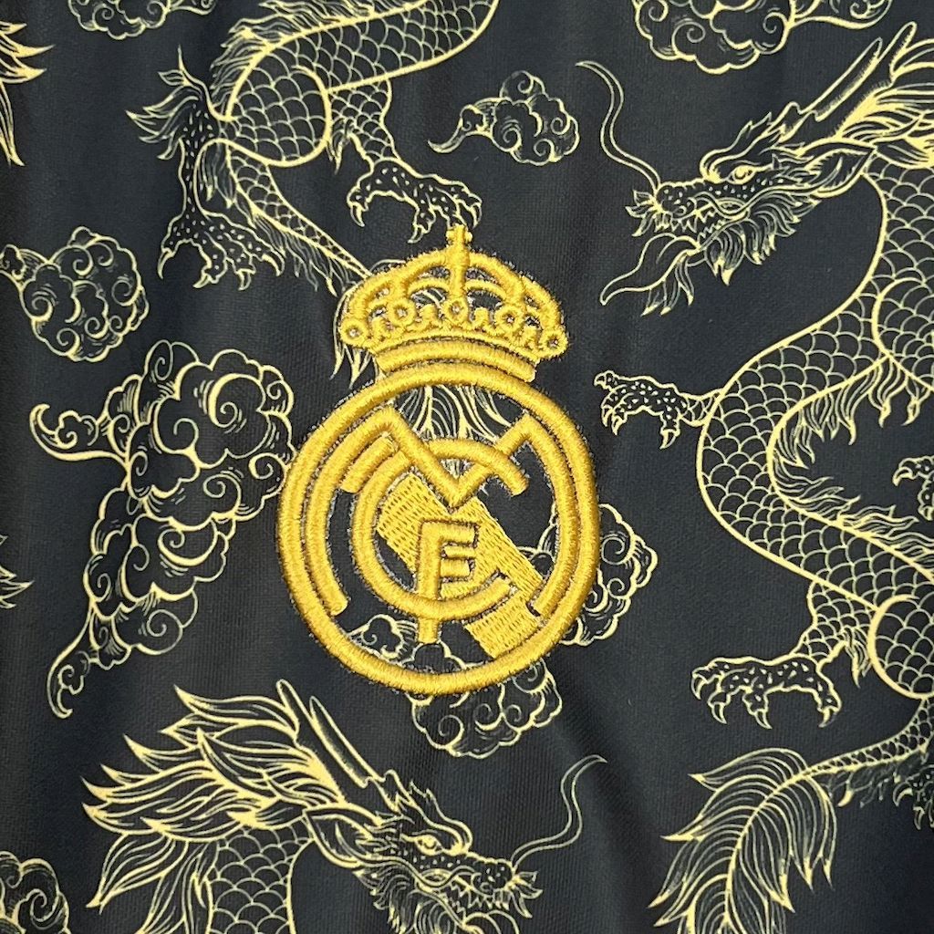 Real Madrid 2025-26 Black Golden Dragon Edition Football Jersey S-XXL