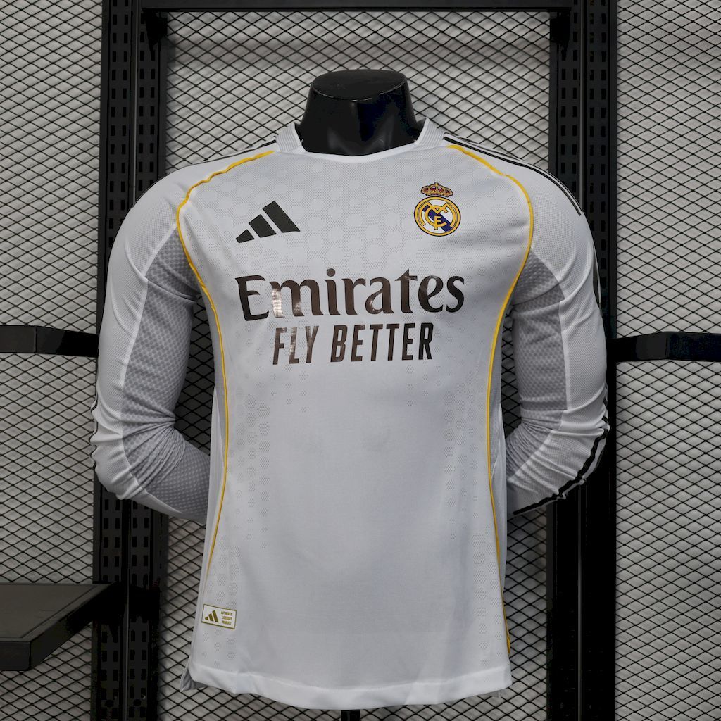 Real Madrid 2025-26 Home Long Sleeves Jersey Player Version S-XXL