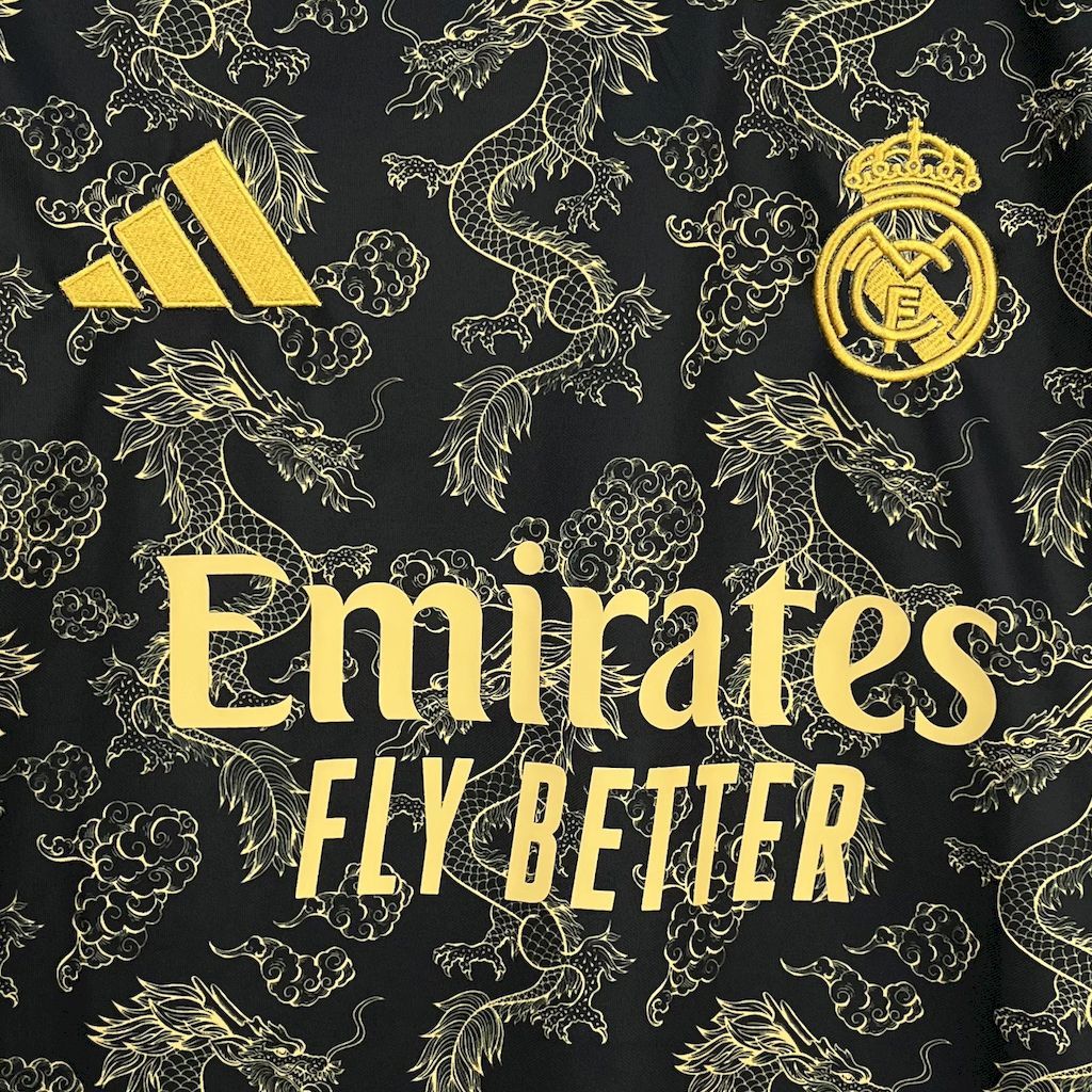 Real Madrid 2025-26 Black Golden Dragon Edition Football Jersey S-XXL