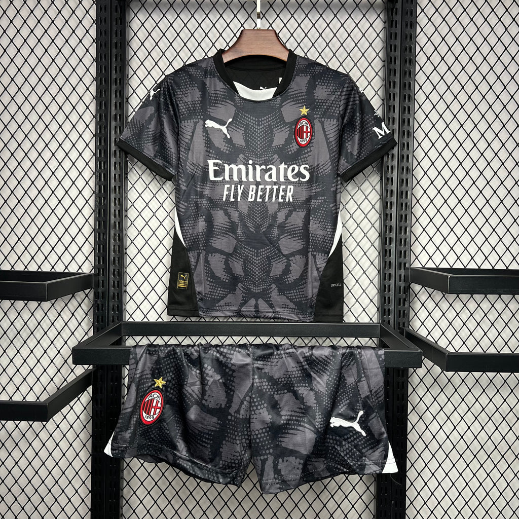 AC Milan 2024-25 Goalkeeper Jersey Black Kids Kit S-XXL
