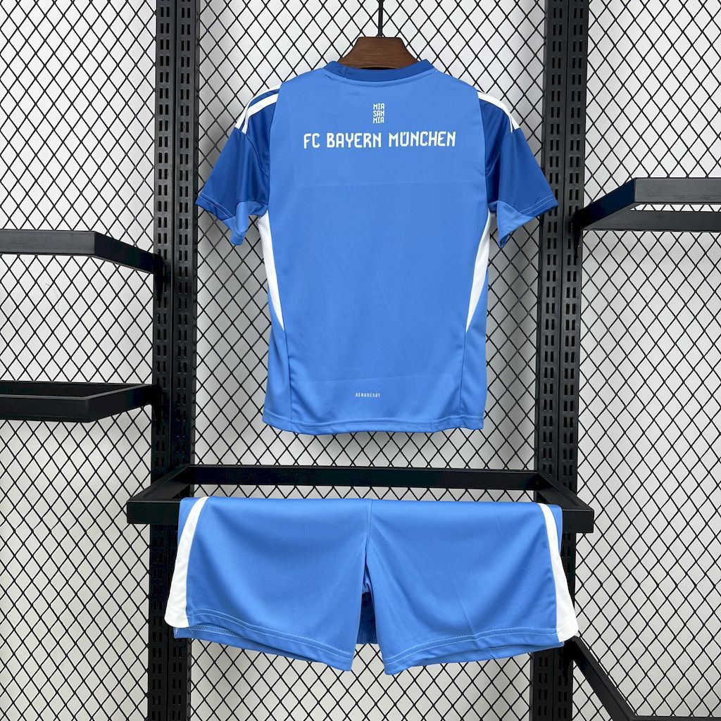 Bayern Munich 2025-26 Blue Goalkeeper Kids Kit S-XXL