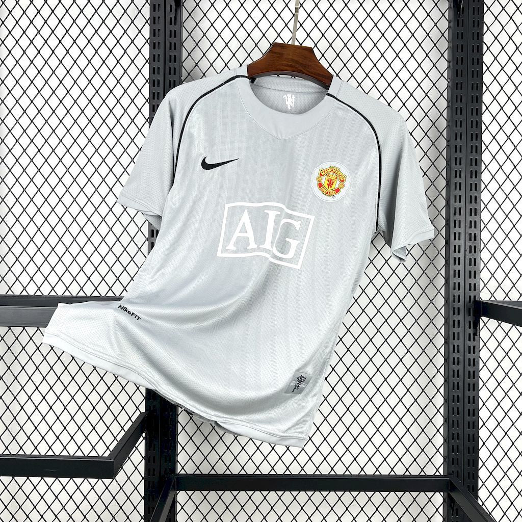 Top 11 Manchester United 2007-08 Grey Goalkeeper Retro Jersey